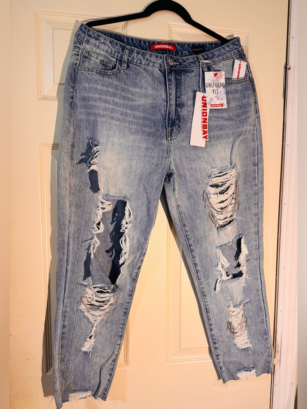 UnionBay Light Blue Distressed Girlfriend Jeans Size 13 - Picture 1 of 10